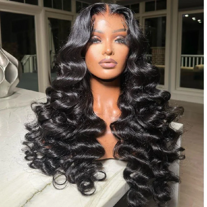 Lace wig with a side - part for a more flattering lookWOWANGEL Premium Raw Hair Loose Wave 13X4 HD Lace Full Frontal Wig