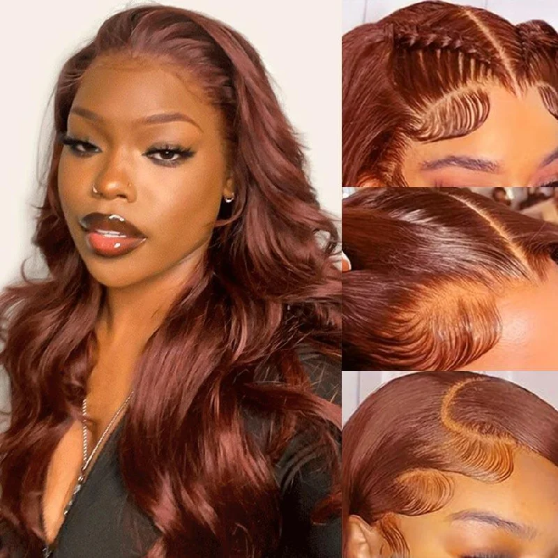 Lace wig with a platinum - blonde color for a bold and trendy lookWOWANGEL Reddish Brown 9X6 Wear Go Glueless Wig HD Lace Wigs Body Wave