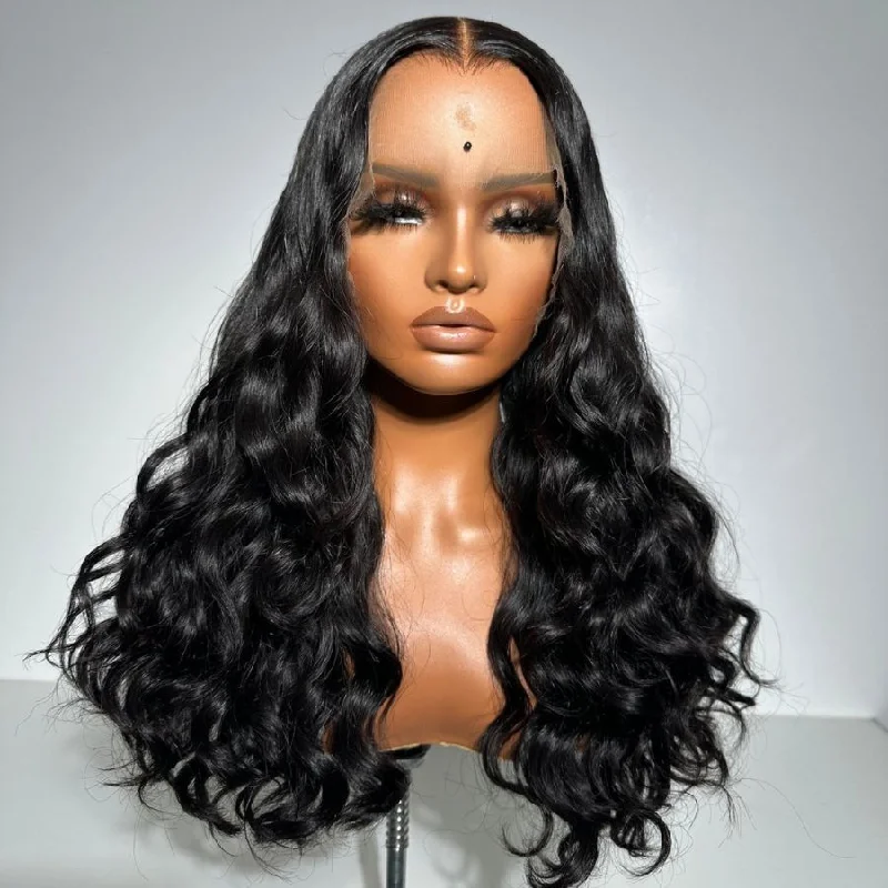 Synthetic lace wig with a heat - resistant formulaWOWANGEL Wavy 13X6 HD Lace Full Frontal Wigs Premium Raw Hair