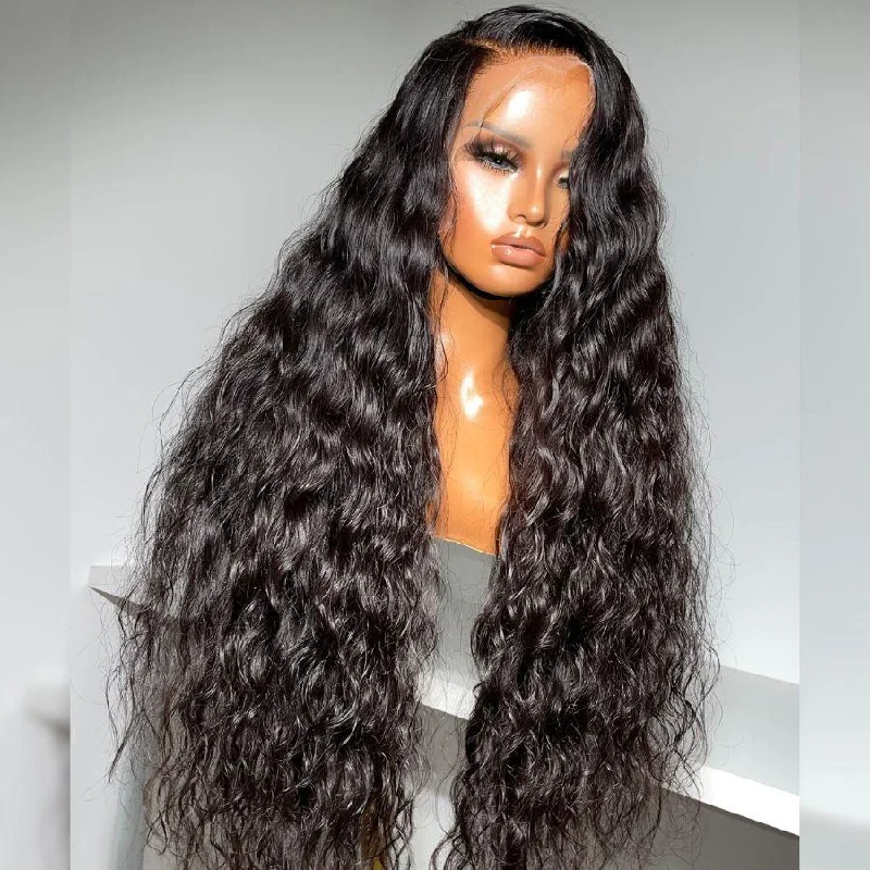 Lace wig with a 13x4 lace frontal for a wide - parting areaWOWANGEL Wet & Wavy 13x6 Skinlike Real HD Lace Front Wig Glueless Clean Hairline