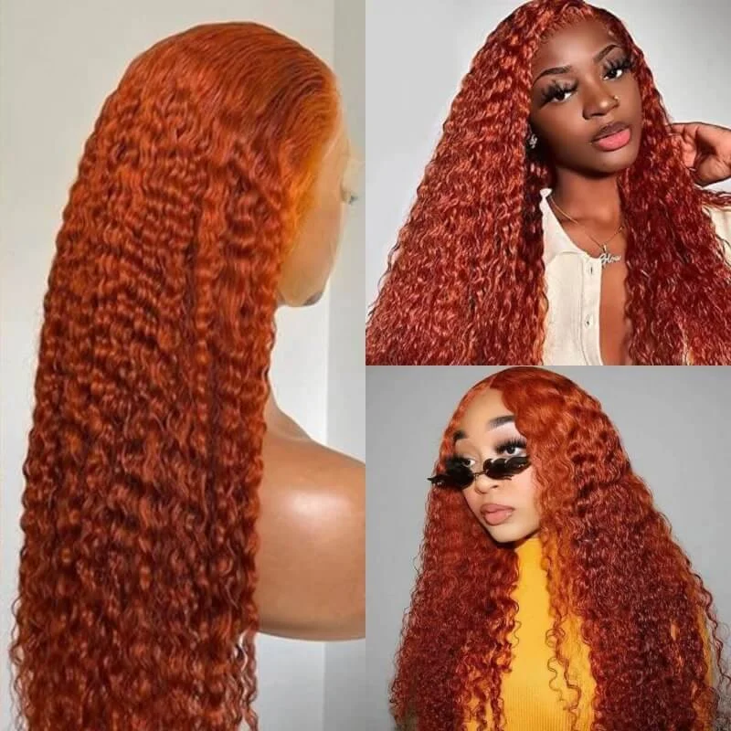 Colored wig with a curly texture for a bold and stylish choiceYMY Hair Ginger Hair Color Wig Jerry Curly Human Hair 13x4 Lace Wigs