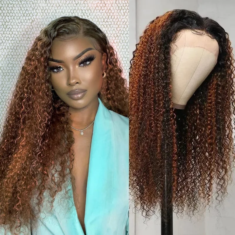 Colored wig with a middle - part for a classic and elegant styleYMY Hair Jerry Curly Balayage Highlight Color Wigs Human Hair Beginner Friendly