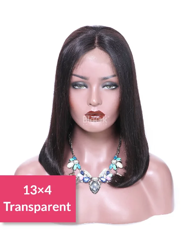 Short Straight Bob Wig 13x4 Transparent Lace Frontal Wig