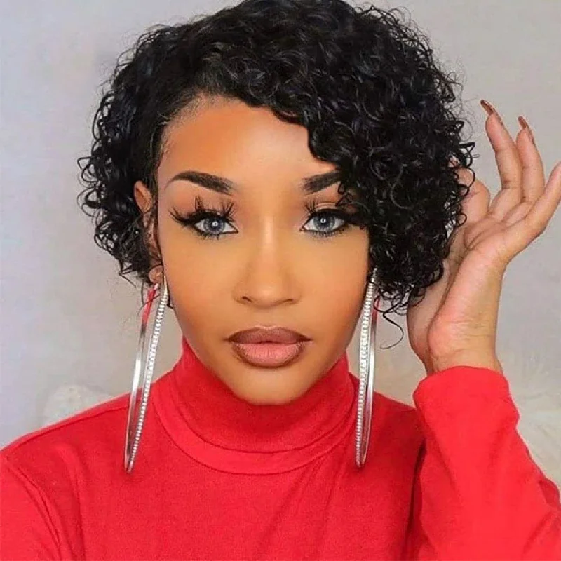 Ash - blonde bob wig for a trendy and cool - toned look#1B Curly Short Bob Full Machine Made None Lace Wig Virgin Human Hair