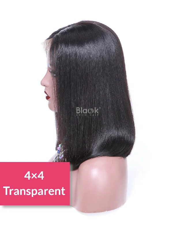 Straight Short Bob Wig Transparent Lace Closure Wig