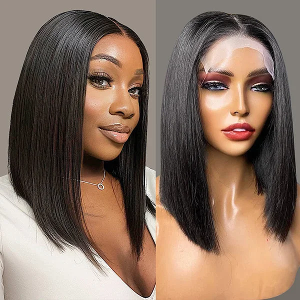 Ash - blonde bob wig for a trendy and cool - toned lookInvisible Glueless 13x4 HD Lace Front Wig Straight Short Bob Human Hair Wigs 5x5 Lace Closure Wigs