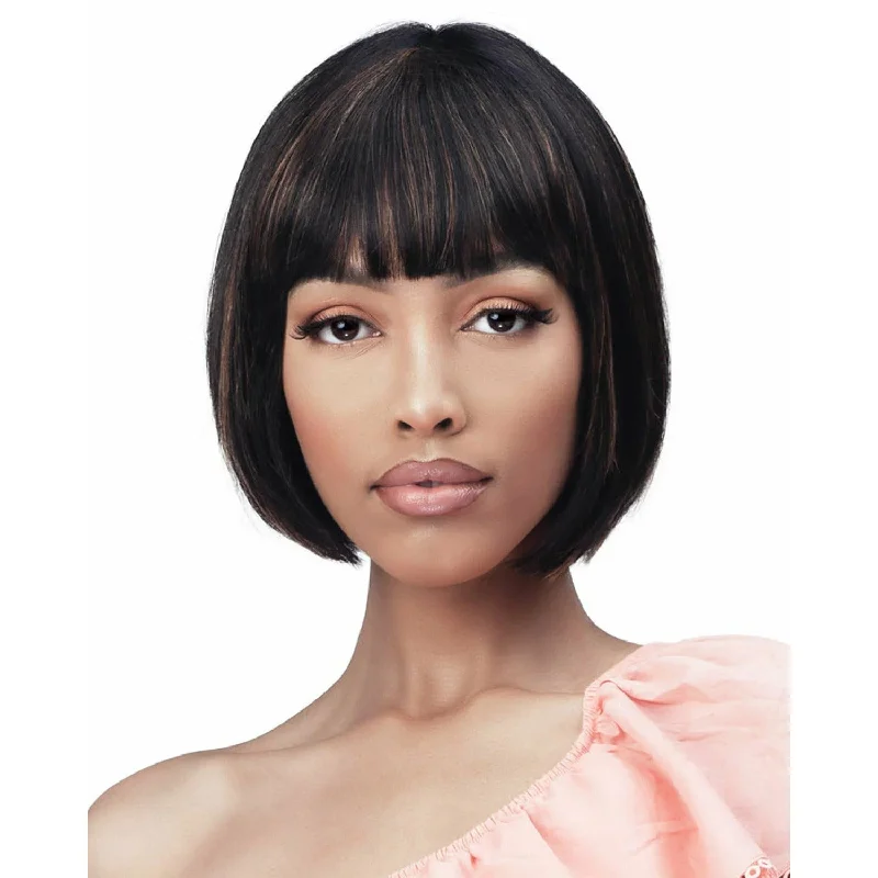 Synthetic bob wig with a natural - looking textureBobbi Boss Ultra Sculpted Cut 100% Unprocessed Human Hair Wig - MH1283 Abana (613 - Platinum Blond only)