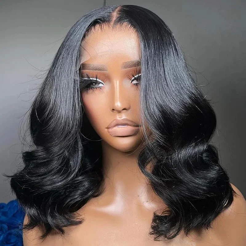 Bob wig with a balayage effect for a natural - looking color transitionBody Wave Bob Wig 13x4 HD Lace Front Wig Short Human Hair Wigs Loose Body Wave Lace Frontal Bob Wigs For Women