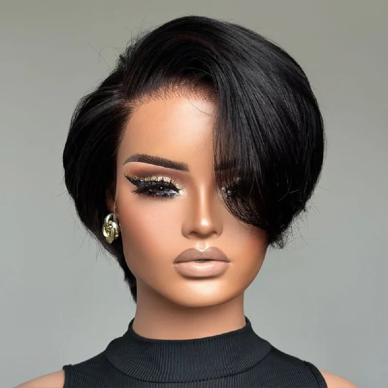 Boss Lady Side Part Layered Pixie Cuts 13x4 Frontal Lace Wig