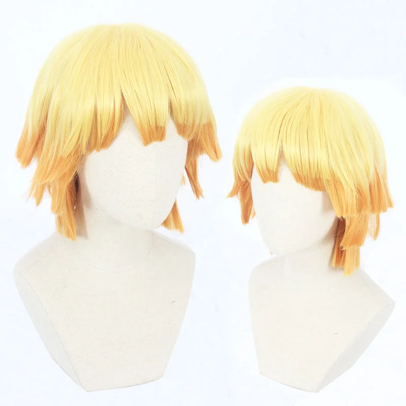 Bob wig with auburn highlights for a warm and vibrant appearanceCosplay Wig - Demon Slayer Agatsuma Zenitsu (Light Orange)