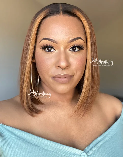 Hazel - Malaysian Hair Blunt Cut Bob Lace Front Wig - LFB023