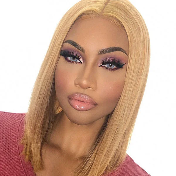 Honey Blonde Bob Wig 27 Hair Color Straight Hair Human Hair Bob Wig