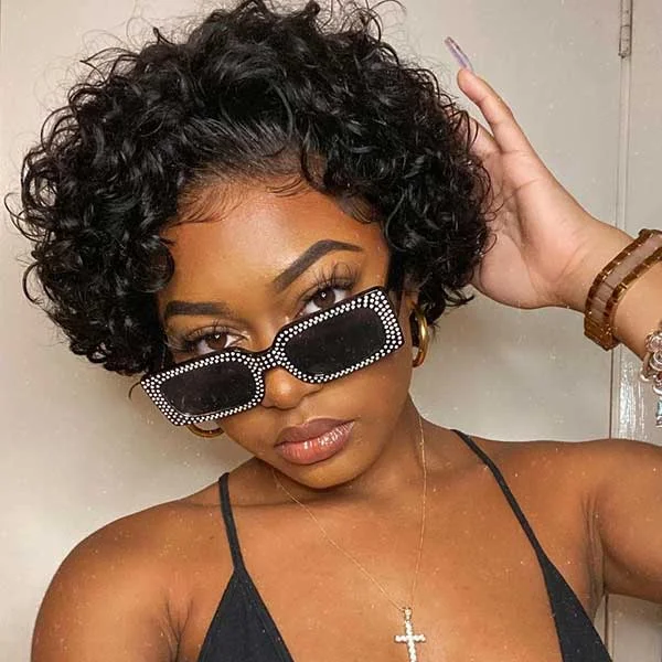 Junoda Pixie Cut Curly Short Bob Wigs 100% Human Hair Instagram Same Hairstyles