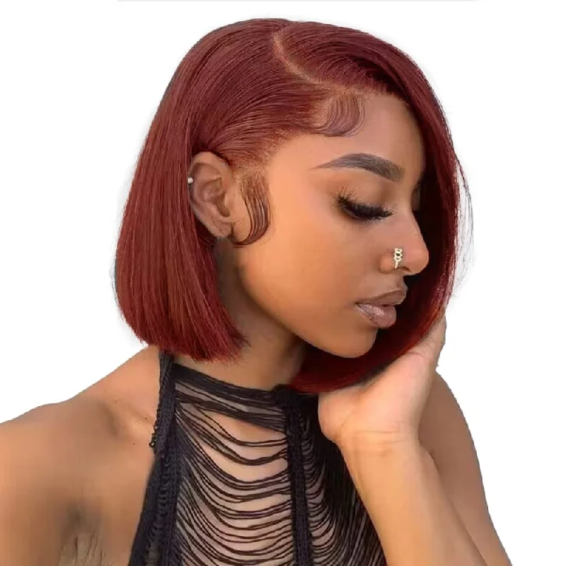 Bob wig for daily wear with a low - maintenance designLumiere A1 Customized #33 Reddish Brown Straight Bob 13x4 Lace Front Wigs Human Hair For Women