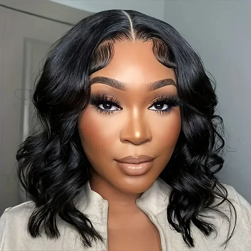 Bob wig with auburn highlights for a warm and vibrant appearanceLumiere A1 Customized 4x4 Lace Body Bob Wigs Human Hair Lace Closure Wigs for Beginners 14 Inch