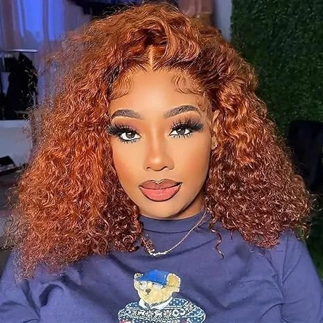 Bob wig with a monofilament cap for a breathable feelLumiere A1 Customized #350 Color 4x4 Lace Front Curly Bob Wigs Human Hair for Women Short Curly Bob Wigs