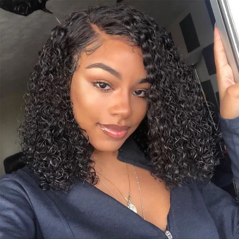 Bob wig with a wavy texture for a beachy lookLumiere A1 Customized Water Bob 14inch 13X4 HD Transparent Lace Front Wigs