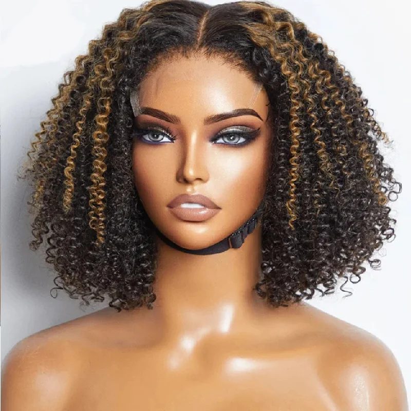 Lumiere Hair Kinky Curly Bob 13x4 Transparent Bob Lace Front Wigs For Black Women  Human Hair HDZ