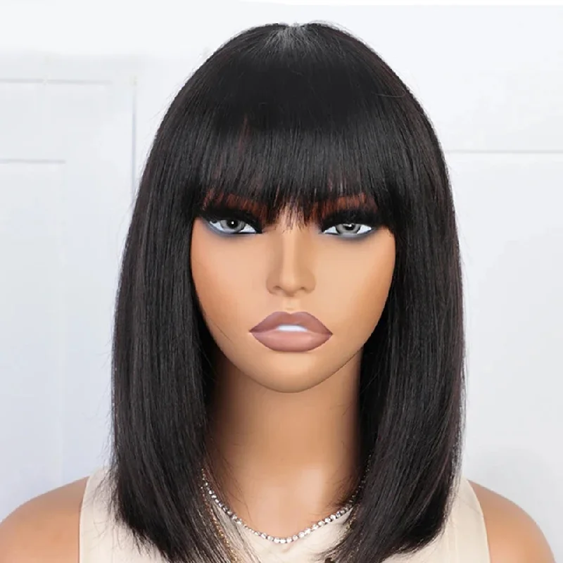 Lumiere Short Bob Human Hair 13x4 Wig For Black Women  Highlight Brown Colored 13x4 180% Density HDZ