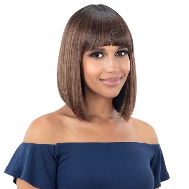 Bob wig with side - swept bangs for a sophisticated lookModel Model Klio Synthetic Wig - KL-012