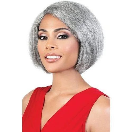 Short - bob wig for a super - sleek and minimalist styleMotown Tress Synthetic Silver Gray Hair Collection Wig – S.Jada