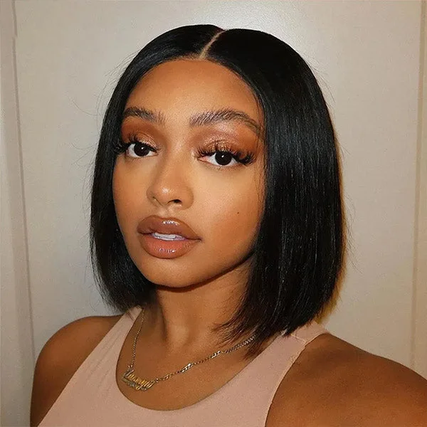 Petite bob wig suitable for women with small facesMslynn Bob Straight 360 Lace Front Wig Short Bob Wig 100% Human Hair