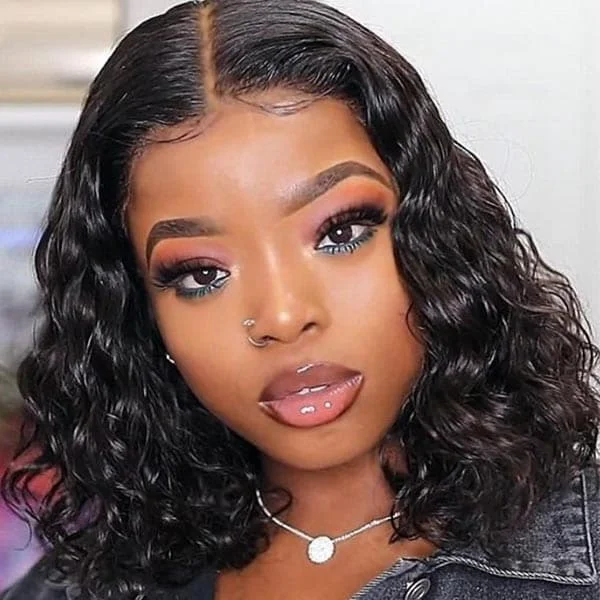 Mslynn Bob Wigs Lace Closure Human Hair Wigs Curly Short Bob Wigs