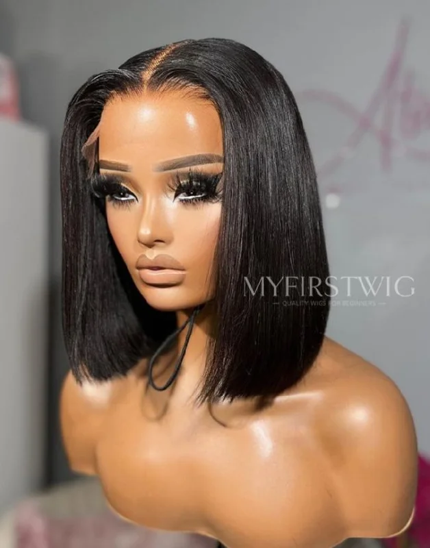 OpHair - Blunt Cut Bob Invisible Lace Glueless Human Hair Lace Front Wig- OPH017