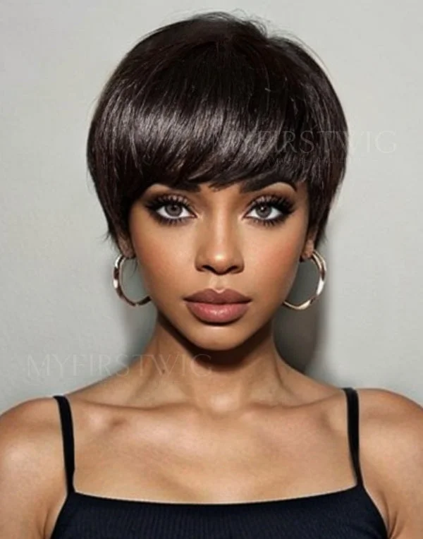 OpHair - Purdy Cut Pixie Cut Short Bob Glueless Invisible Lace Front Wig - OPH002