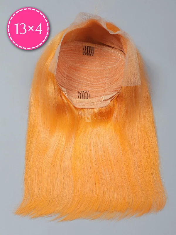 Orange Color Human Hair Lace Front Bob Wig