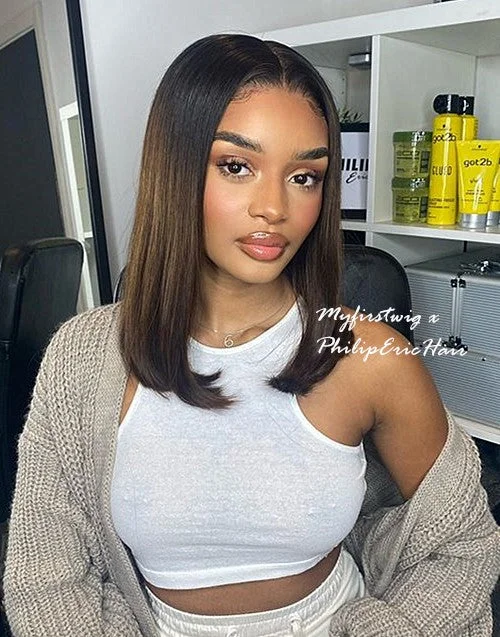 PHILIPERIC - 5X5 CLOSURE WIG MALAYSIAN VIRGIN HAIR OMBRE HAIR BOB LACE FRONT WIG - PE002