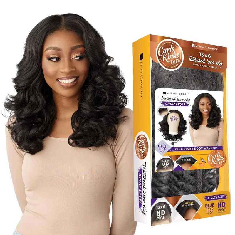 Bob wig with a blunt cut for a modern and edgy styleSensationnel Kinky Edges 13x6 HD Lace Wig - Kinky Body Wave 18"