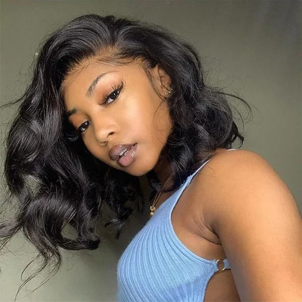 Bob wig with auburn highlights for a warm and vibrant appearanceShort Bob Wig 13x4 Loose Wave Bob Wig Lace Front Human Hair Wigs 4x4 Lace Closure Bob Wig