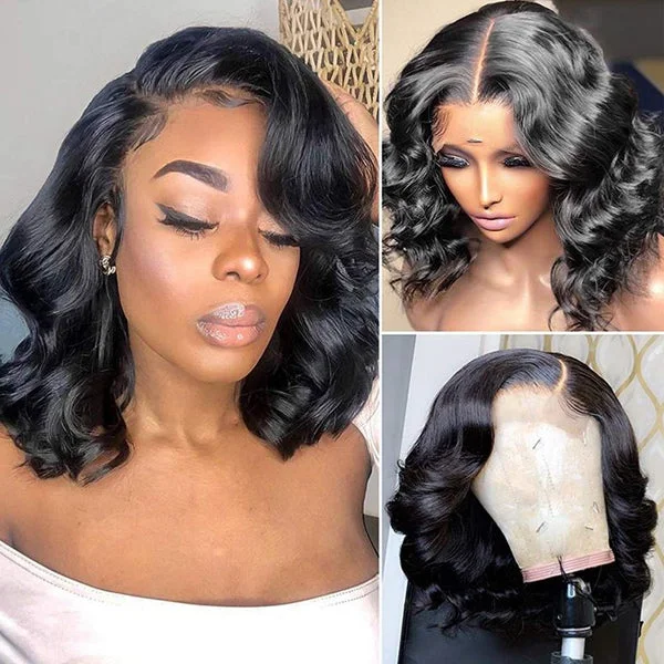 Adjustable - cap bob wig for a comfortable fitShort Bob Wig Lace Front Human Hair Wigs 4X4/13x4 Body Wave Wig for Women