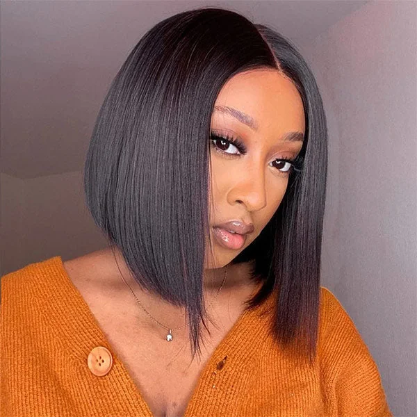 Upgrade Glueless Tiny Knots Pre Bleached Silky Straight 5x6 Bob Pre Cut Lace Wear Go Wig