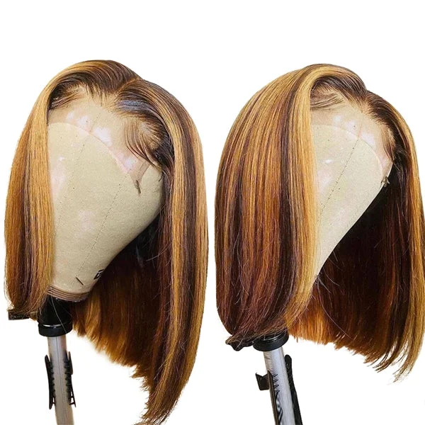 TK Live Special Offer Highlight Bob Wig 180% Density 4x4 Straight Human Hair Bob Wigs