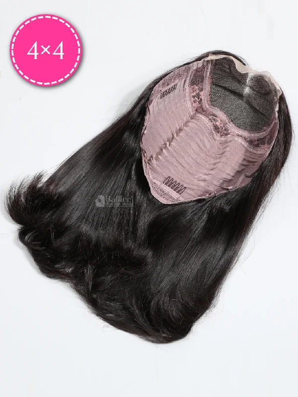 Transparent Lace 4x4 Short Straight Bob Wig Natural Black