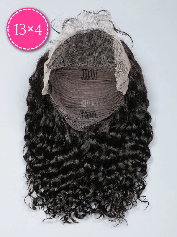 Transparent Lace 13x4 Water Wavy Bob Wig Natural Black Color