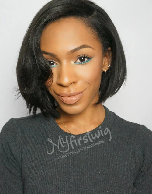 Victoria - Glueless Human Hair Short Bob Lace Front Wig - LFW001