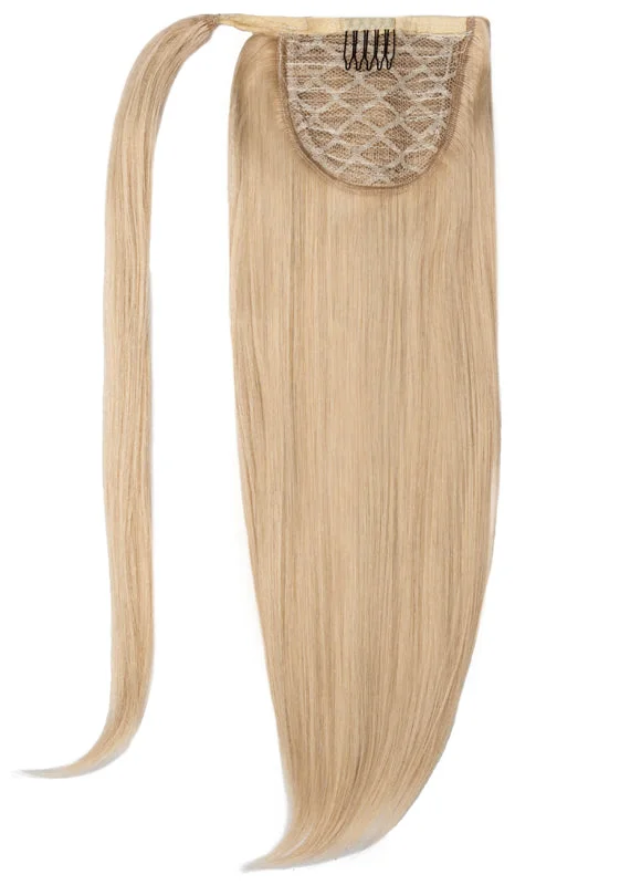 Ponytails with a middle - part for a classic and elegant style16 Inch Clip In Ponytail Extension #60A Light Ash Blonde