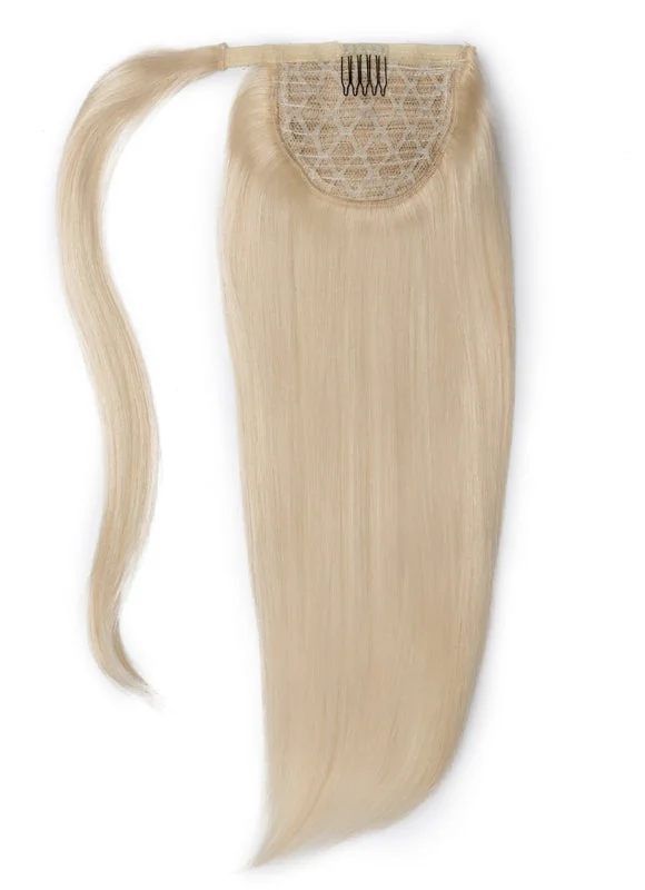 Straight ponytails with a sleek finish for a modern and polished look16 Inch Clip In Ponytail Extension #Light Grey