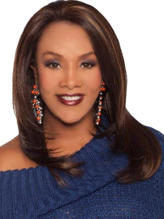 Long - length wig with a platinum - blonde color for a bold and trendy lookCeline by Vivica Fox | Layered Lace Front Wig | CLOSEOUT