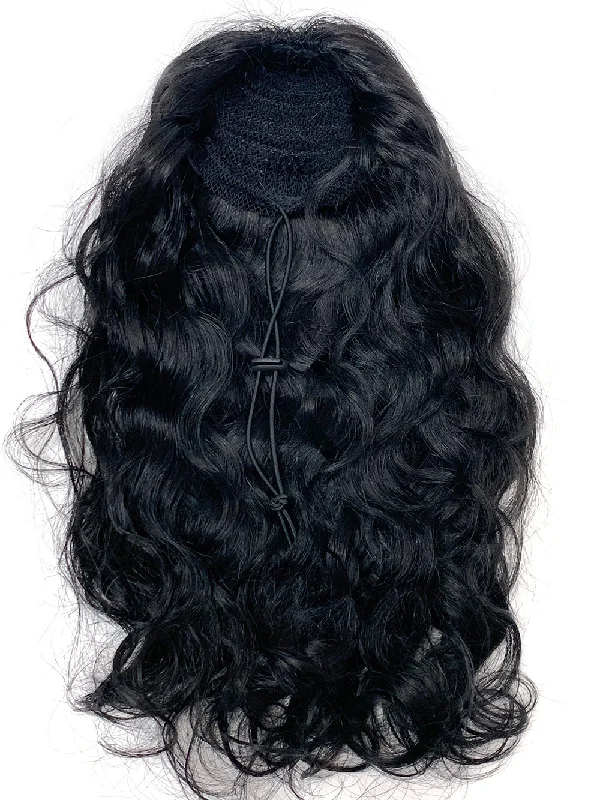 Synthetic ponytails with heat - resistant fibers for easy stylingDraw String Ponytail- 100% Human Hair Deep Bodywave 18"