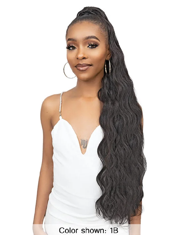 Braided ponytails with intricate patterns for an ethnic - inspired lookSALE! Janet Collection Remy Illusion Ponytail - BODY 32"