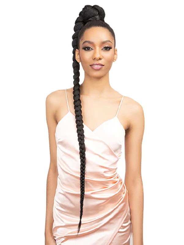 Blonde - colored ponytails for a sun - kissed and trendy lookJanet Collection REMY ILLUSION SNATCH WRAP LARGE BOX Braid Ponytail 42"