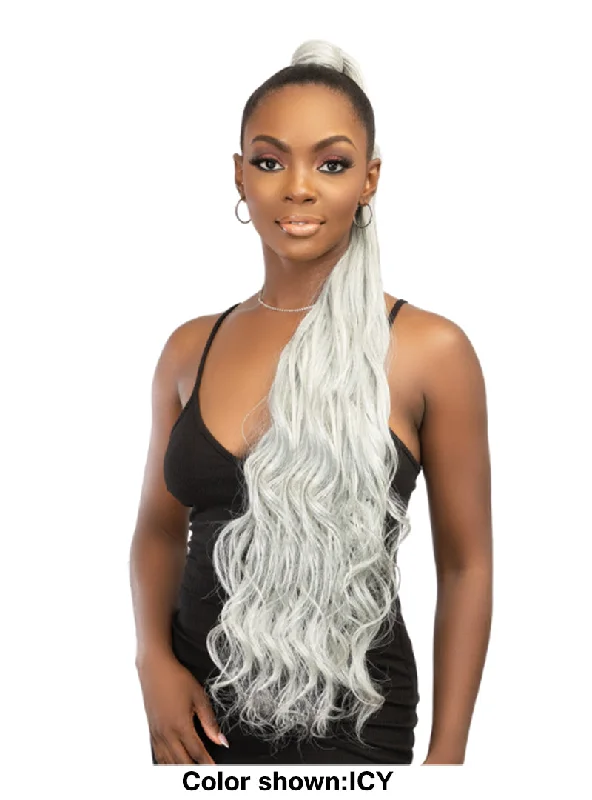 High - volume ponytails for a bold and glamorous appearanceJanet Collection Remy Illusion Snatch Wrap Ponytail - BODY 34