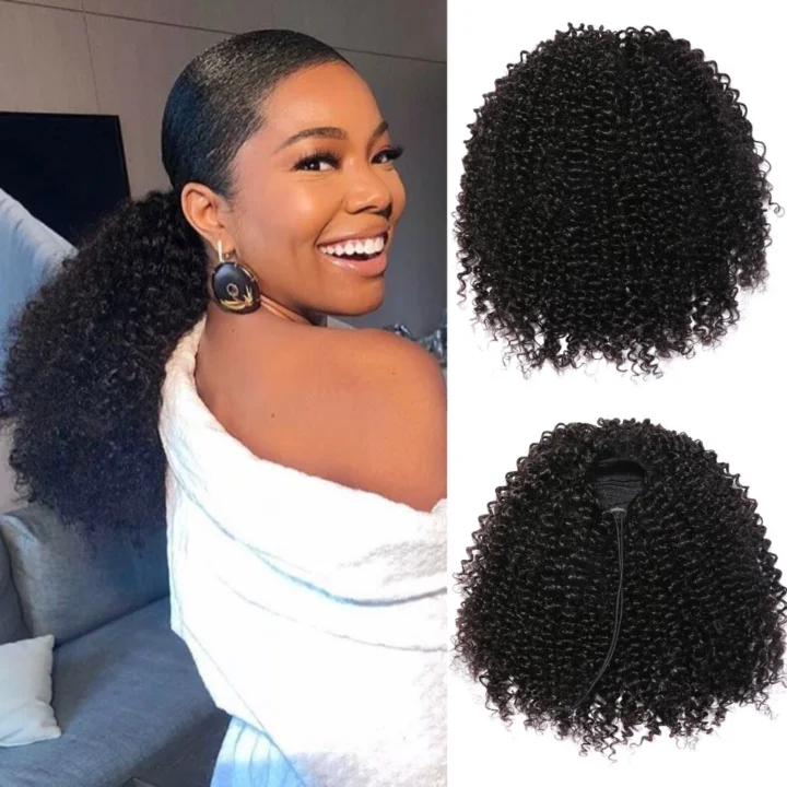 Ombre ponytails with a seamless color transition for a unique styleKinky Curly Drawstring Ponytail Clip In Hair Extensions Brazilian Virgin Hair Afro Puff