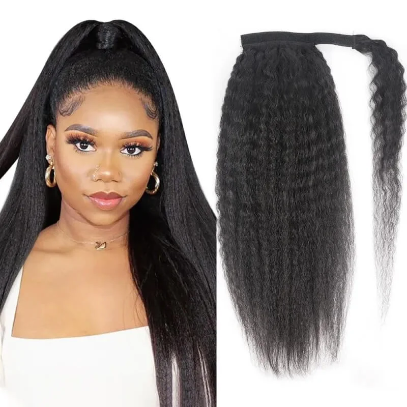 Extension ponytails with a secure elastic base for all - day comfortKinky Straight Ponytail