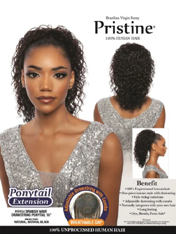 Braided ponytails with intricate patterns for an ethnic - inspired lookMane Concept Pristine 100% Human Hair -PRPE04 SPANISH WAVE DRAWSTRING PONYTAIL 16"