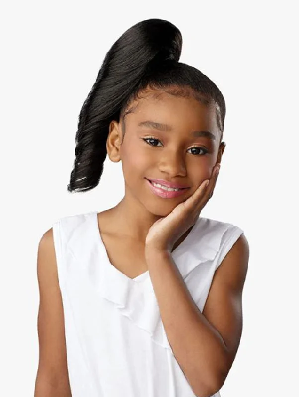 Straight ponytails with a sleek finish for a modern and polished lookSensationnel LuluPony Mini Kids Ponytail - MACARON